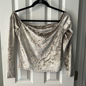 Off shoulder • velvet • champagne • crop top